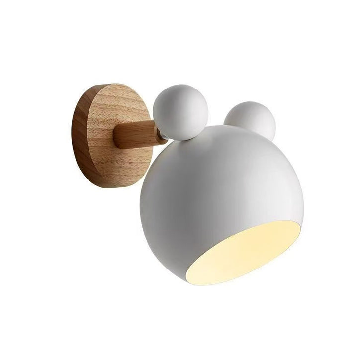 Kinder dekorative Wandlampe mit Holzhintergrund und Bärenohren
