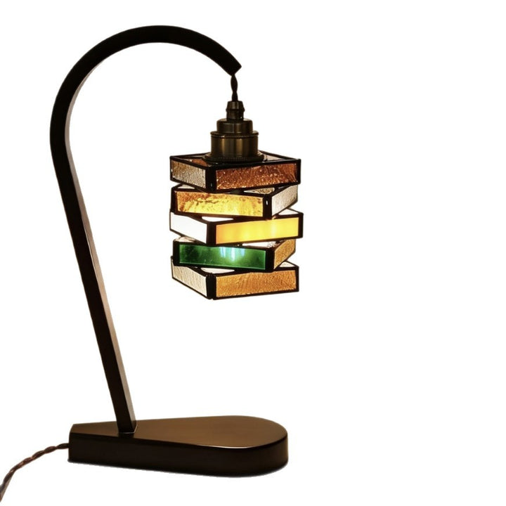 Vintage inspirierte Buntglas-Tischlampe