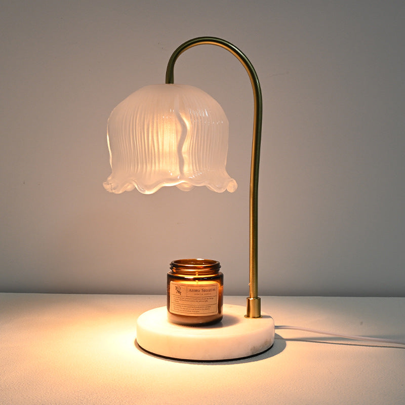 Vintage-Glas-Glocken-schirm Marmor-Basis Tischlampe