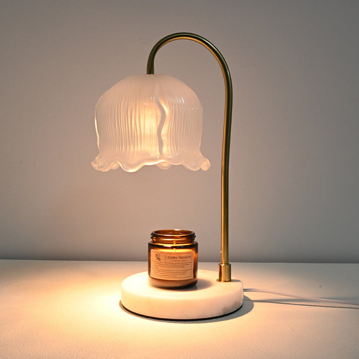 Vintage-Glas-Glocken-schirm Marmor-Basis Tischlampe