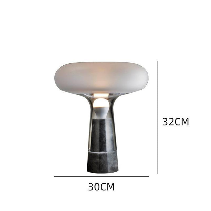 Moderne Glastischlampe mit Marmorfuß