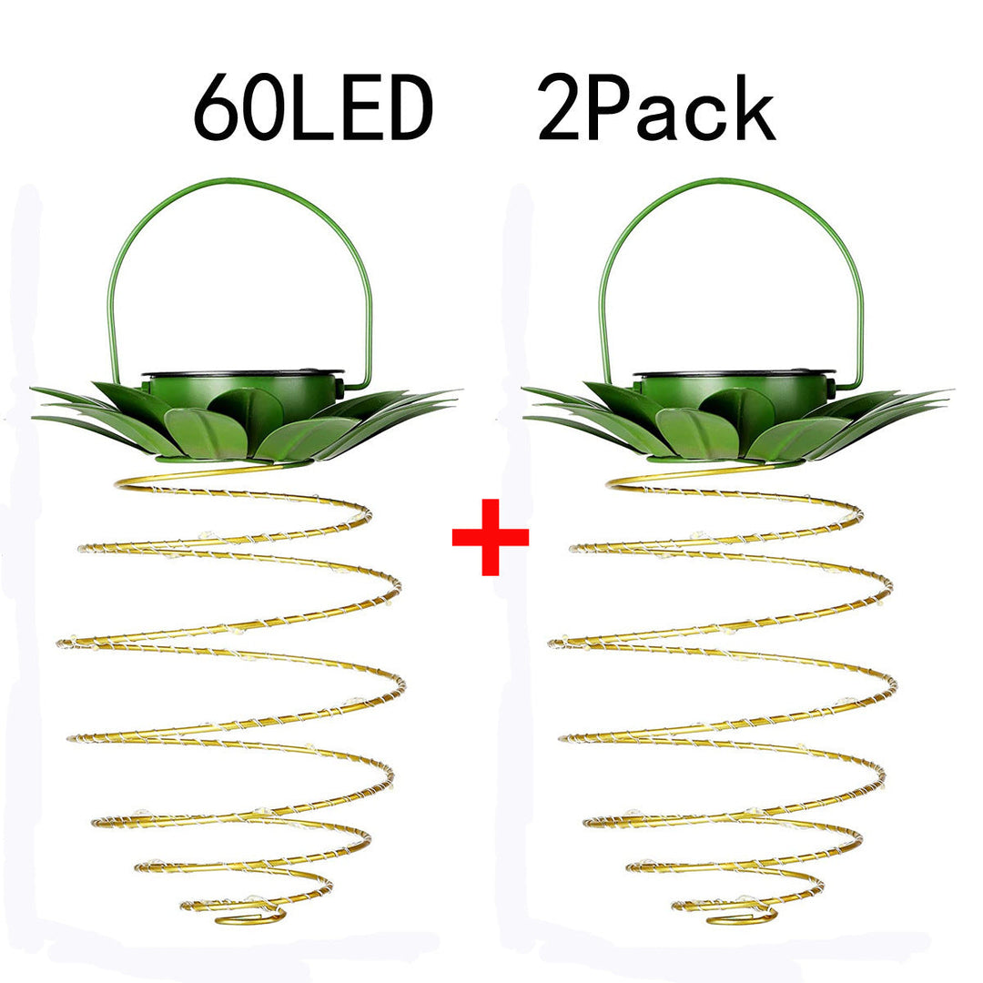 Spiral Hängende Solar LED Laterne Mit Lotus Dach Und Traggriff