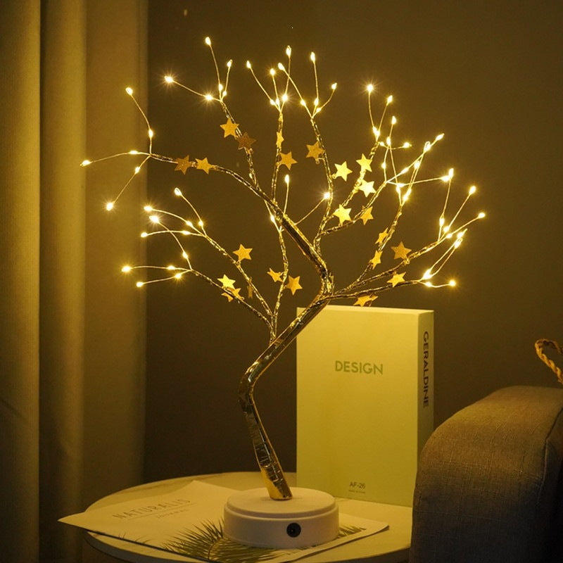 Stern-verzierte LED-Zweig Tischlampe mit warmen mikro dimmbaren Lichtern