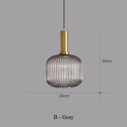 Geripptes Glas Pendelleuchte