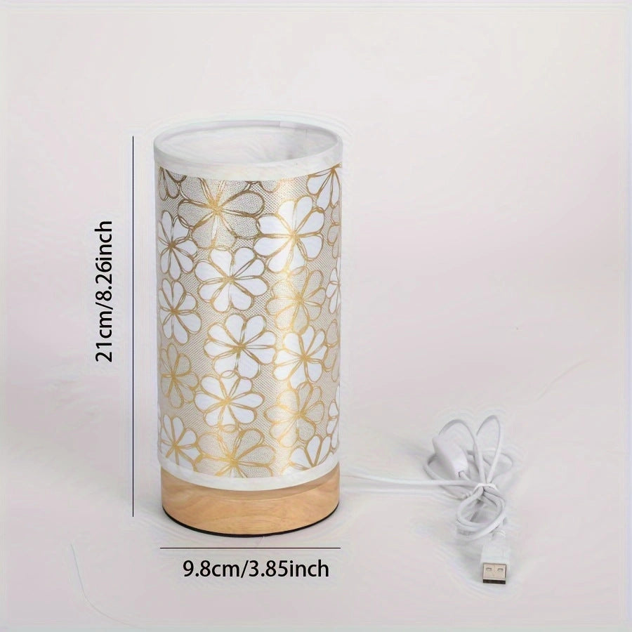 USB-betriebene Tischlampe mit floralem Muster