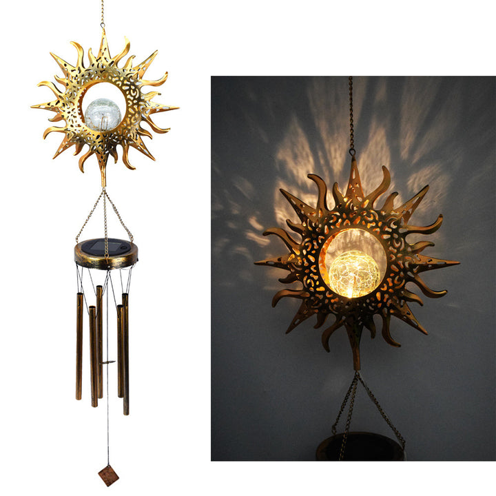 Hängende Flamingo Solar LED Windspiel mit Knackglas-Globus