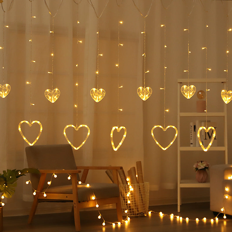 LED Acryl Hängende Weihnachtsvorhang Lichterset mit Rentier Baum Glocke und Stern Ornamenten