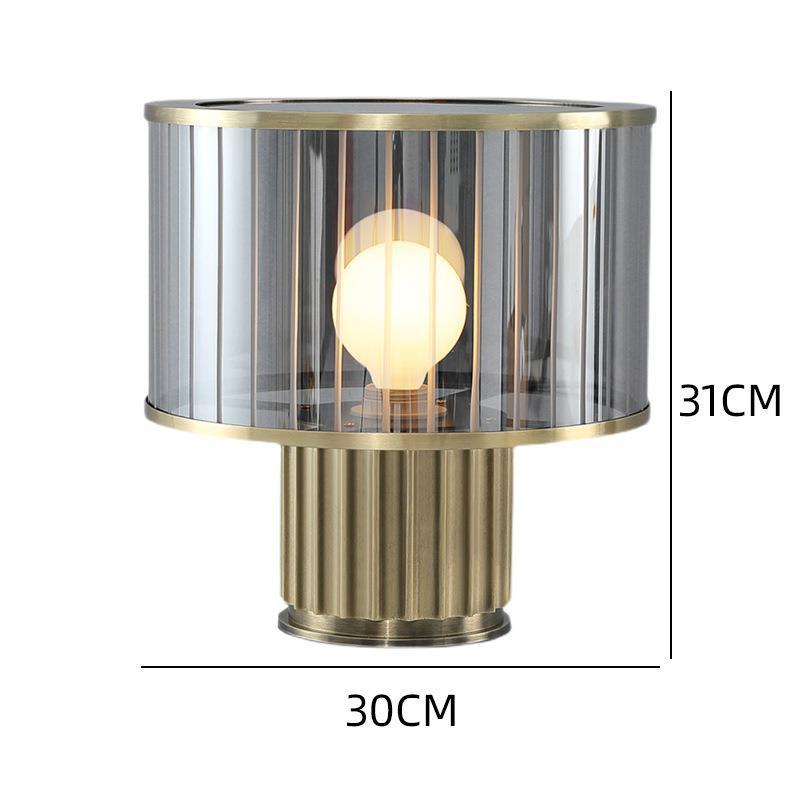 Moderne Glas-Tischlampe mit elegantem geripptem Sockel