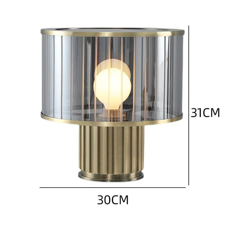 Moderne Glas-Tischlampe mit elegantem geripptem Sockel