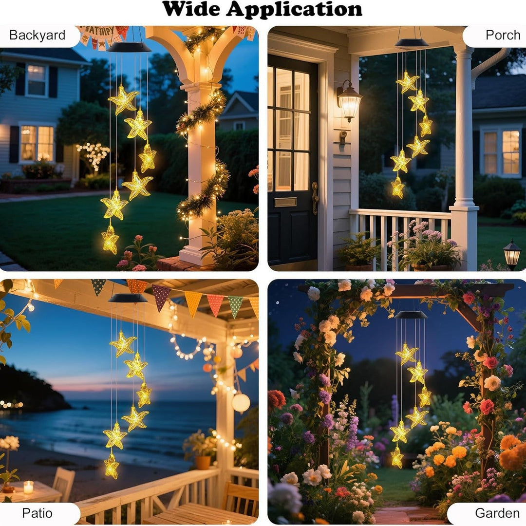 Dekorative Solar LED Seestern Windspiel Hängelampe Gartenlichter