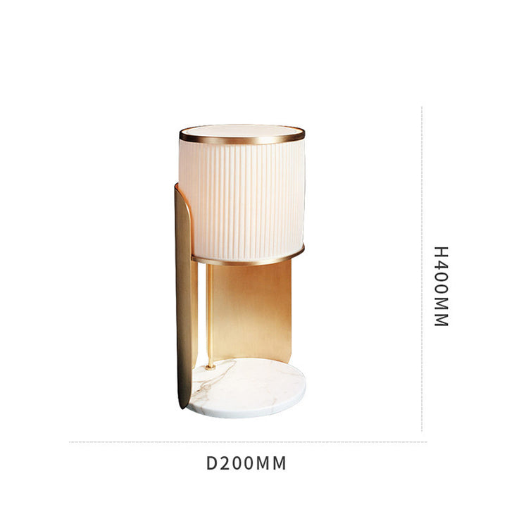 Elegante Marmorfuß Tischlampe mit gefälteter Shade