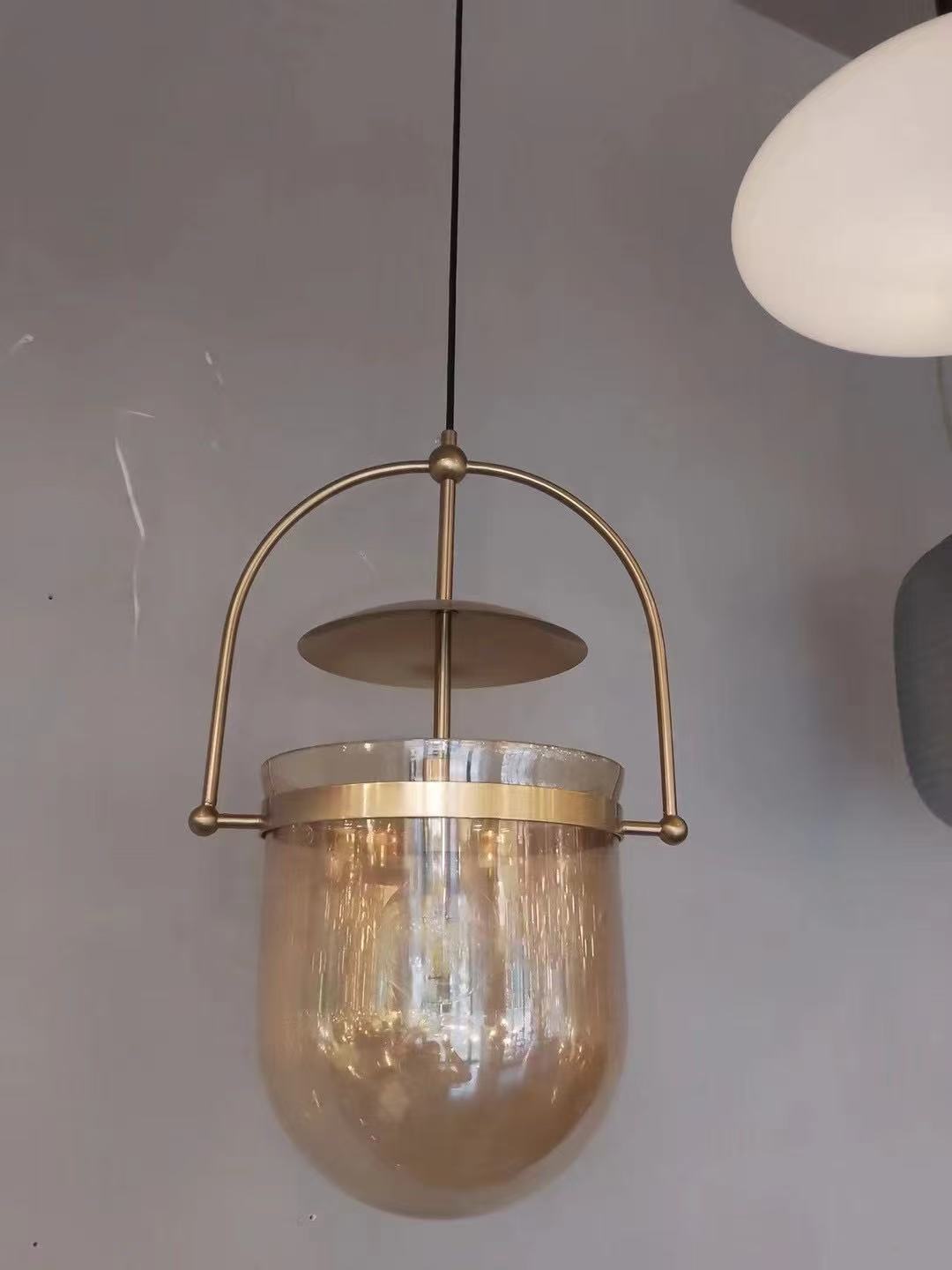 Mouth-blown Glasdom Pendelleuchte mit Bogenrahmen