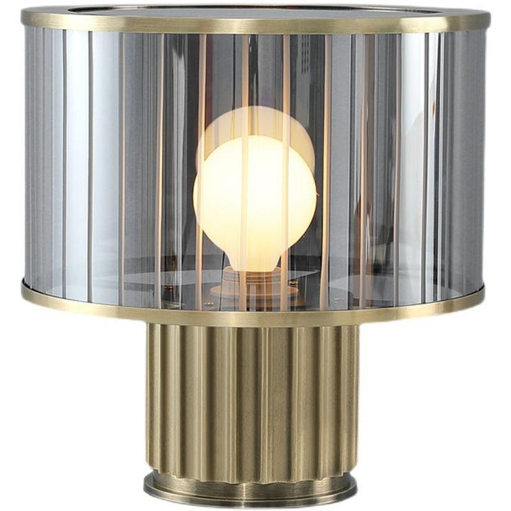 Moderne Glas-Tischlampe mit elegantem geripptem Sockel