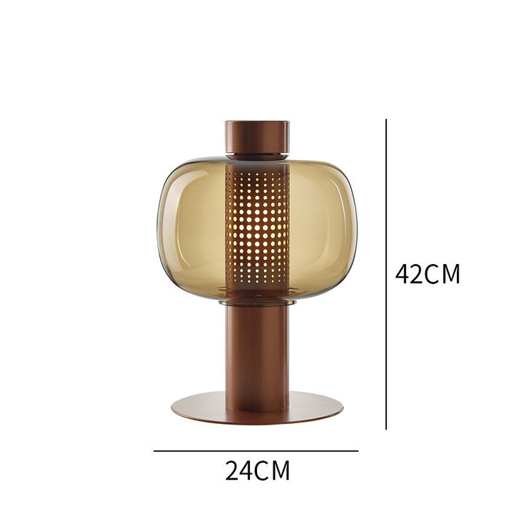 Künstlerische Tischlampe mit elegantem Glasschirm