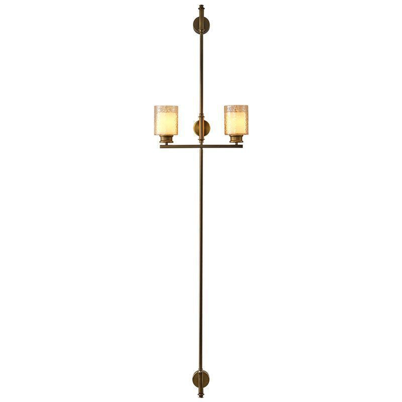 Vertikale Messing-Dual-Glas-Zylinder-Wandlampe mit Riemendetail