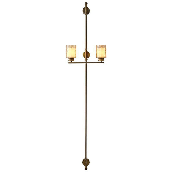 Vertikale Messing-Dual-Glas-Zylinder-Wandlampe mit Riemendetail