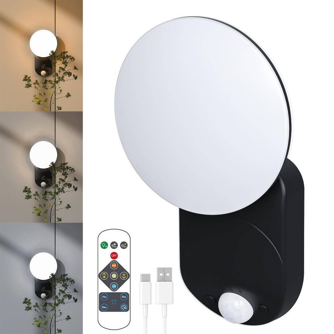 Wiederaufladbare Bewegungsaktivierte LED-Wandleuchte mit Fernbedienung und einstellbarer Farbtemperatur