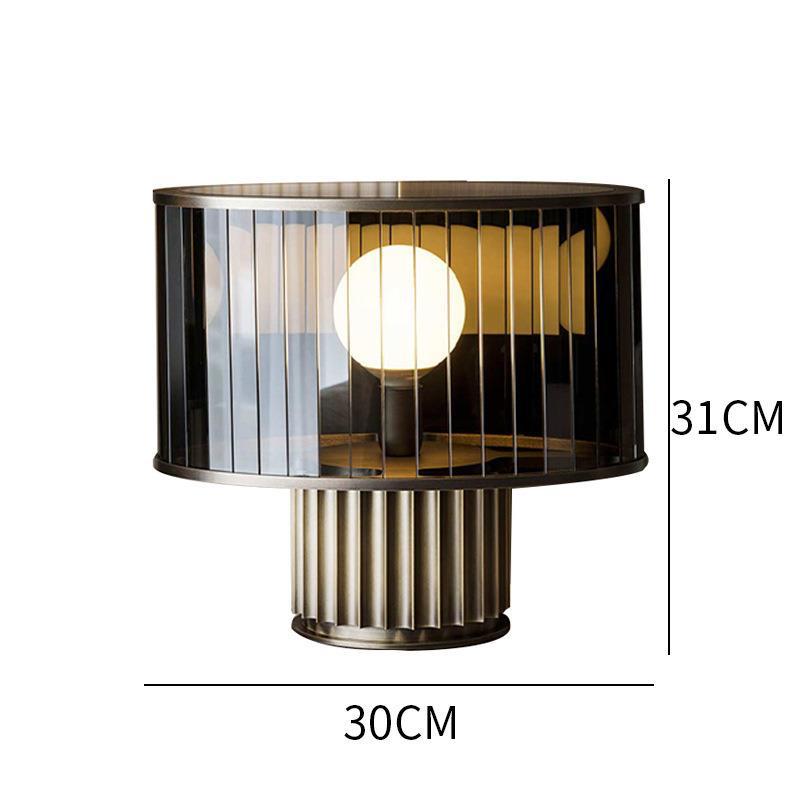 Moderne Glas-Tischlampe mit elegantem geripptem Sockel
