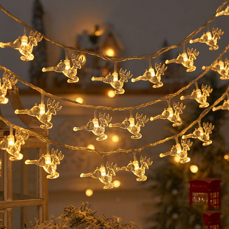 Weihnachtsbaum und Schneeflocken LED Lichterkette Batterie-betriebene Acryl Ornament Girlande
