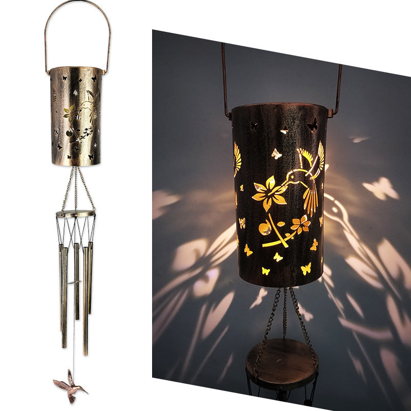 Hängende Flamingo Solar LED Windspiel mit Knackglas-Globus