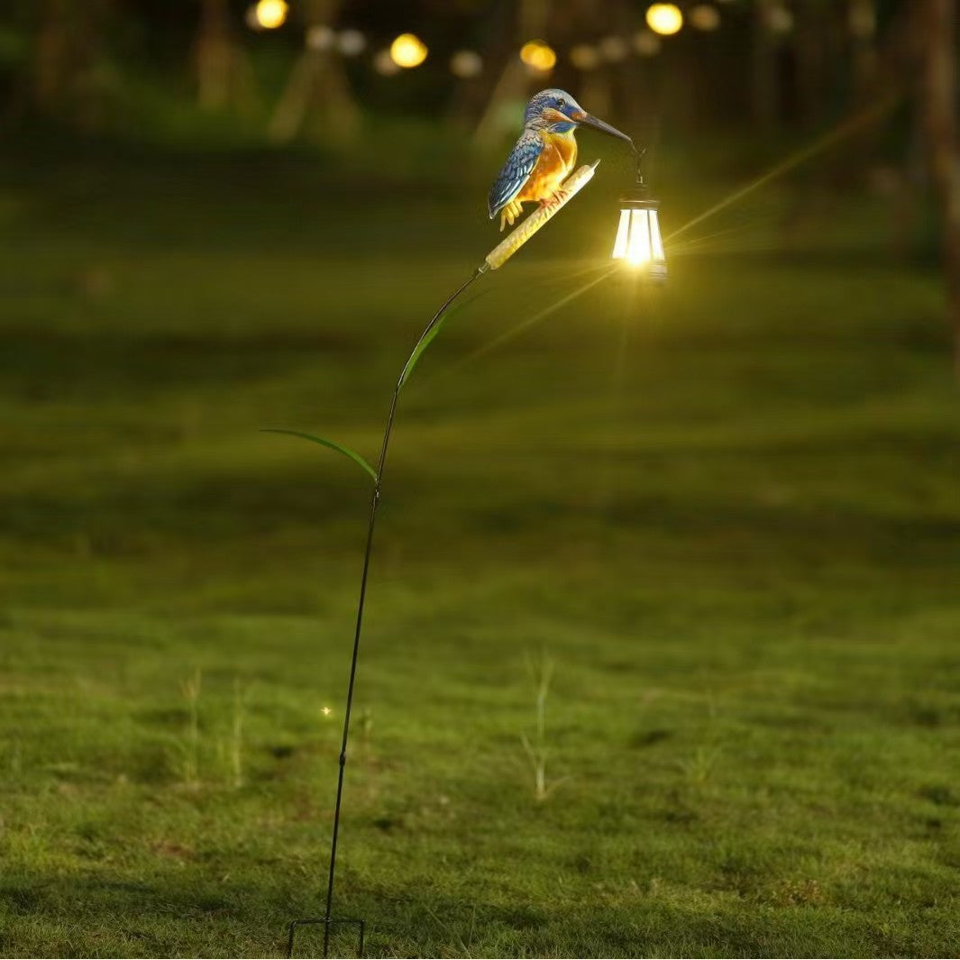 Handgemalte Eisvogel Gartenlaterne Stecker