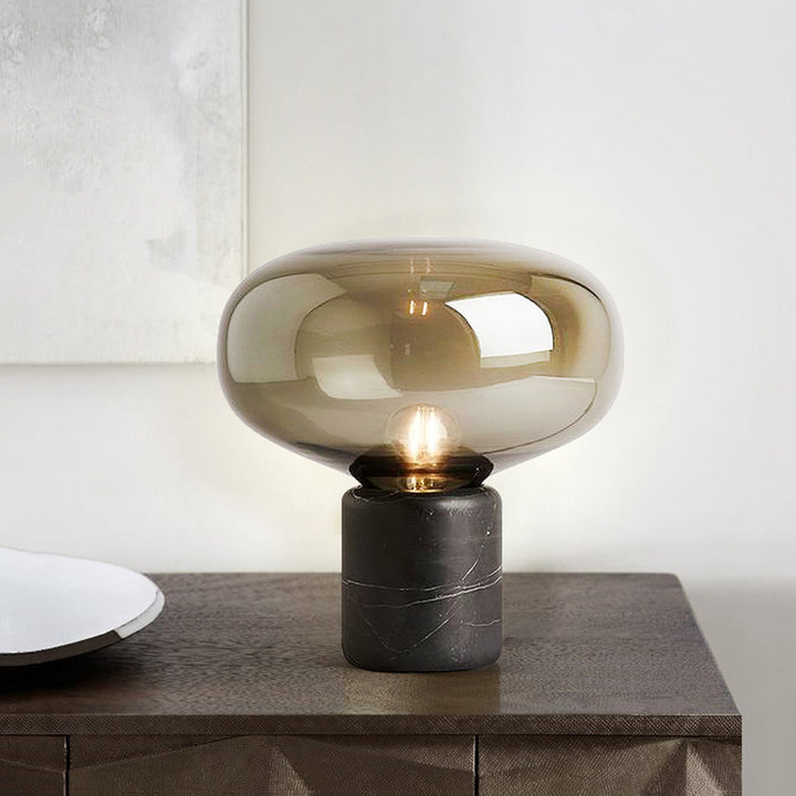 Elegante Glas- Tischlampe mit Marmorbasis