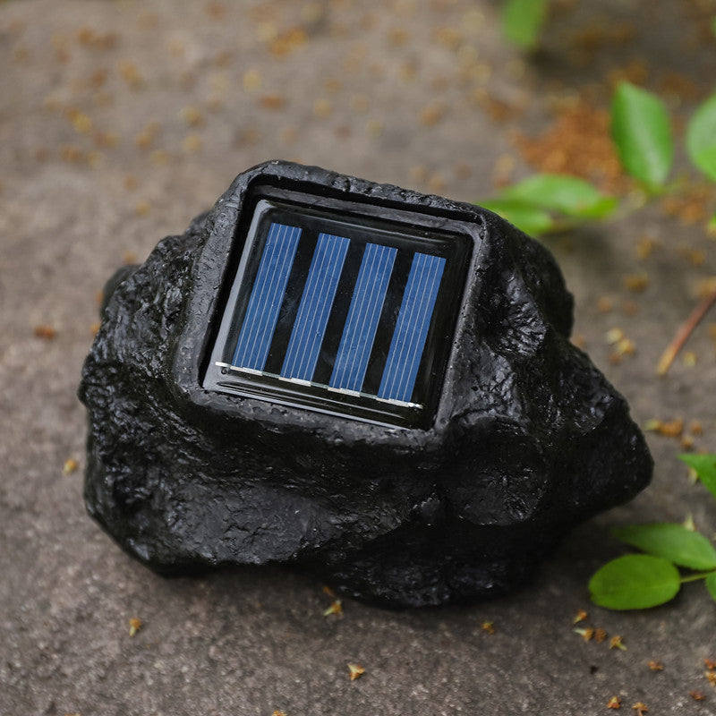 Solarbetriebene LED-Faux-Stein-Gartenstrahler mit integriertem Solarpanel und wetterfestem strukturiertem Harzgehäuse