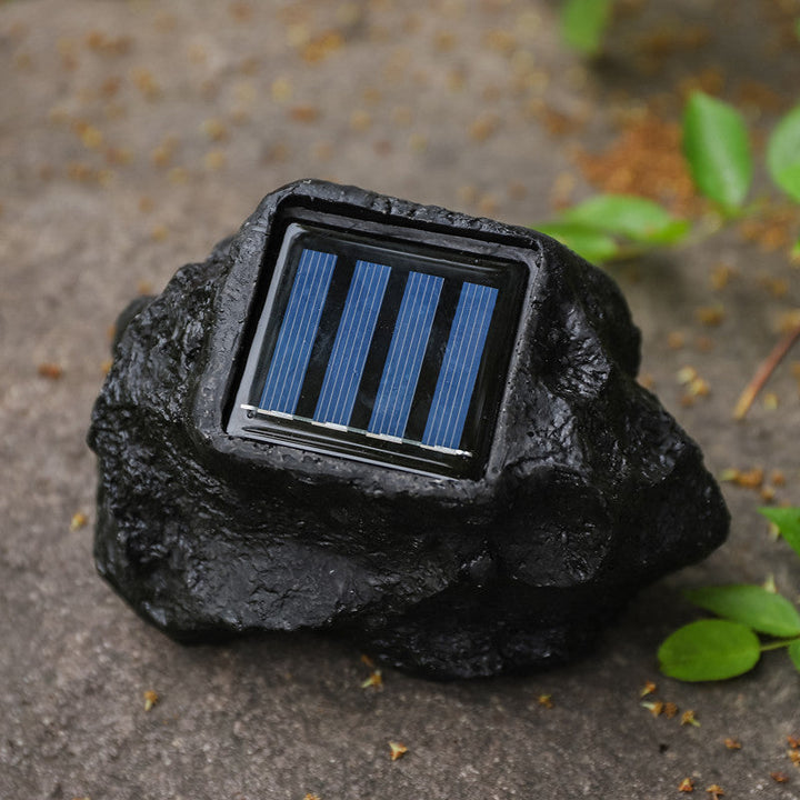 Solarbetriebene LED-Faux-Stein-Gartenstrahler mit integriertem Solarpanel und wetterfestem strukturiertem Harzgehäuse