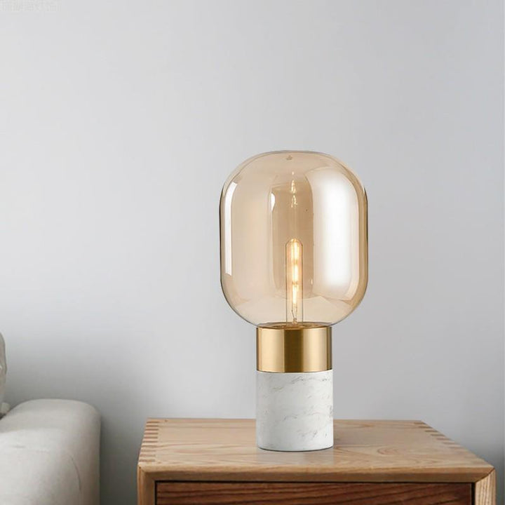 Zeitgenössische Glas-Tischlampe mit Metallbasis