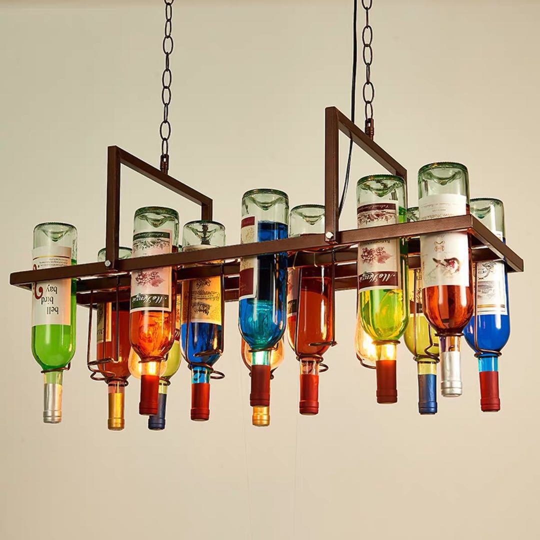 Upcycling-Glasflasche-Linearpendelleuchte