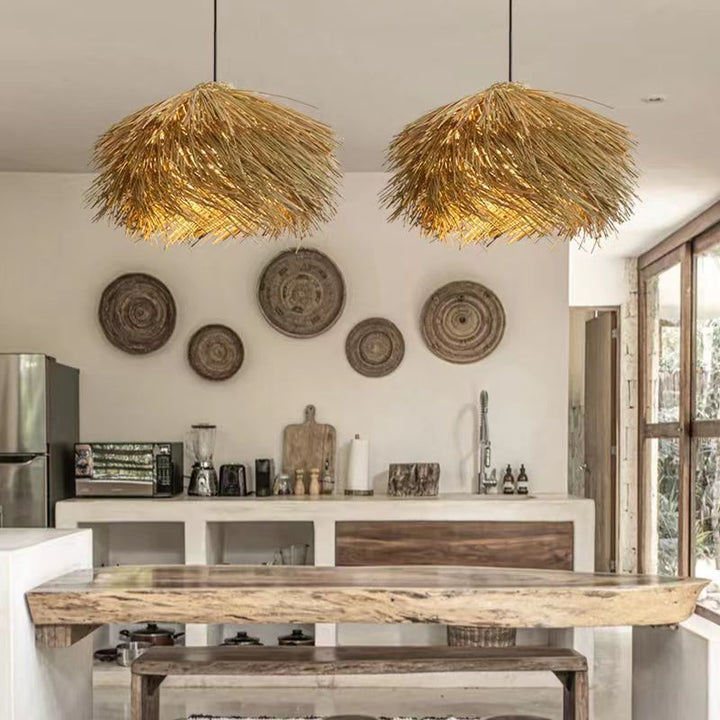 Bohemian-Stil natürliche Strohpendeleuchte