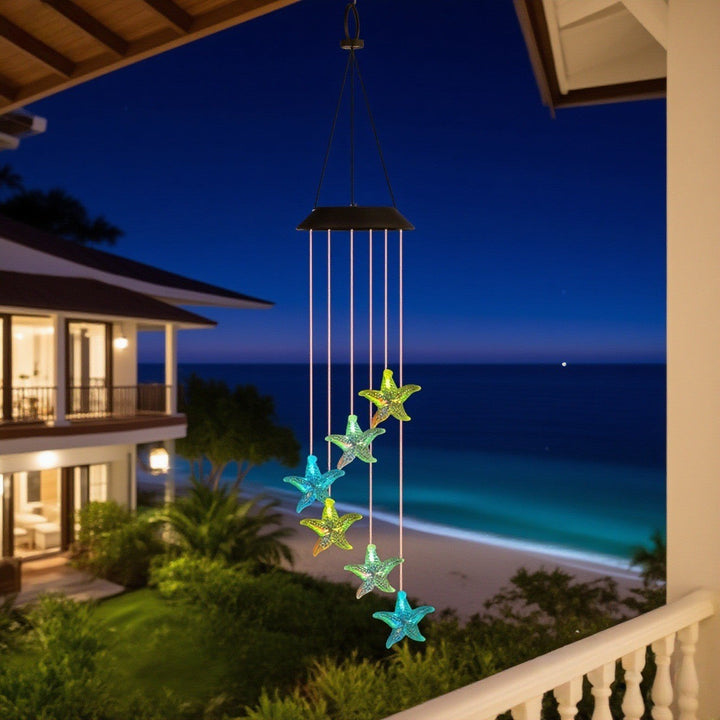 Dekorative Solar LED Seestern Windspiel Hängelampe Gartenlichter