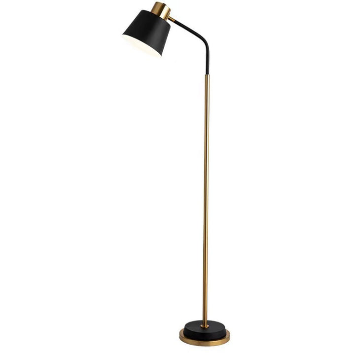 Slim Messing Torchiere Stehlampe mit geneigtem Kegelschirm und schwenkbarem Hals