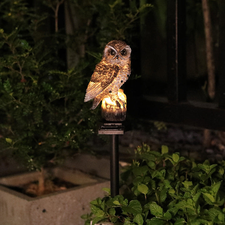 Realistische Eule Solar Gartenstecker Licht Mit LED Harz Skulptur