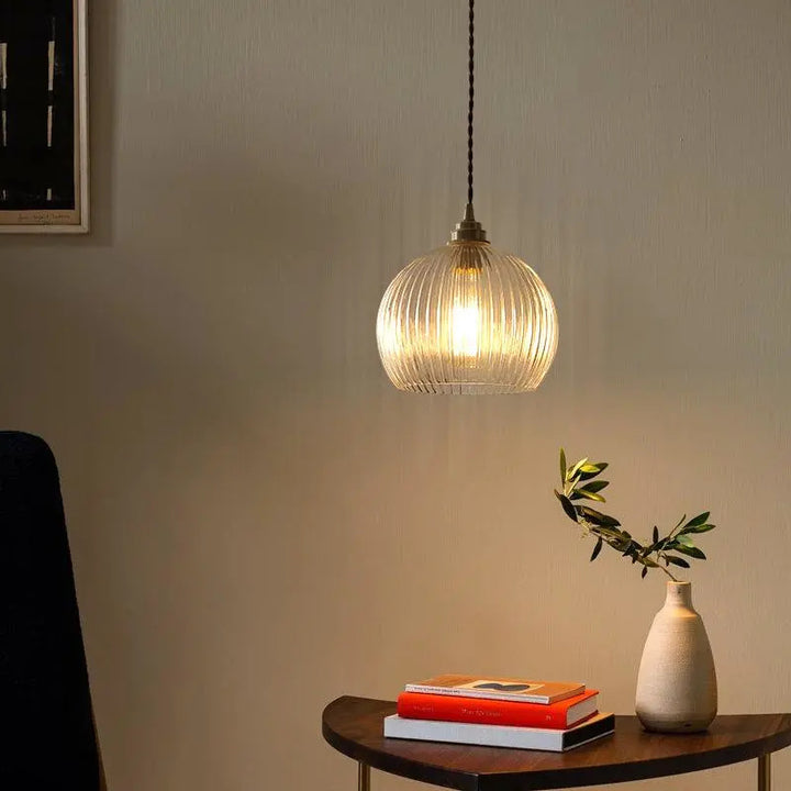 Elegante gerippte Glas Pendelleuchte