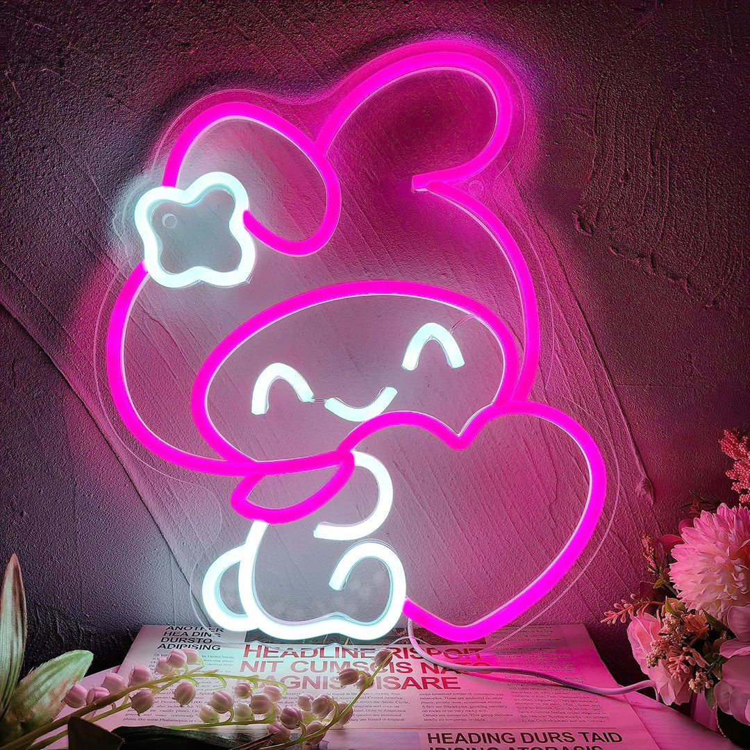 Niedliche Cartoon-Pilz Neon-LED-Wandleuchte mit acryl Rücken