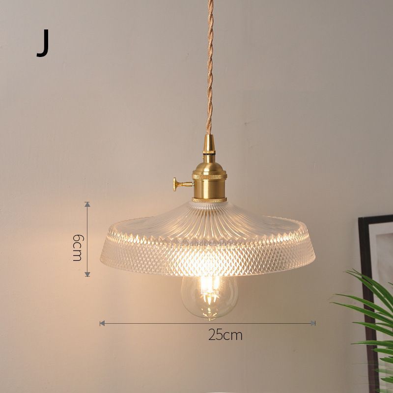 Fluted Glass Pendant Lamp mit Vintage Messingfassung