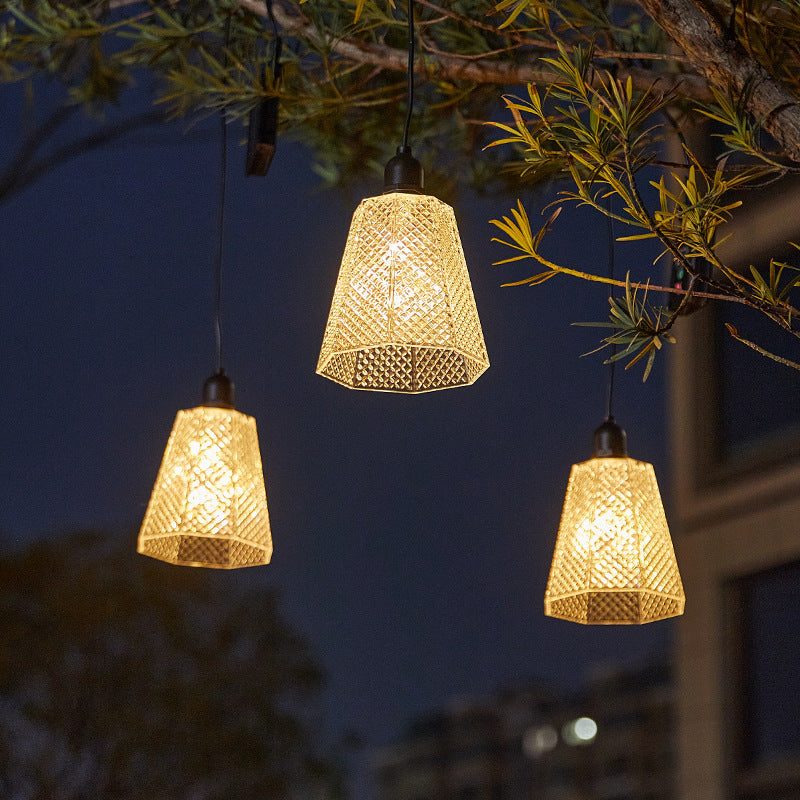 Kristall-Muster Solar Pendelleuchte USB wiederaufladbare LED