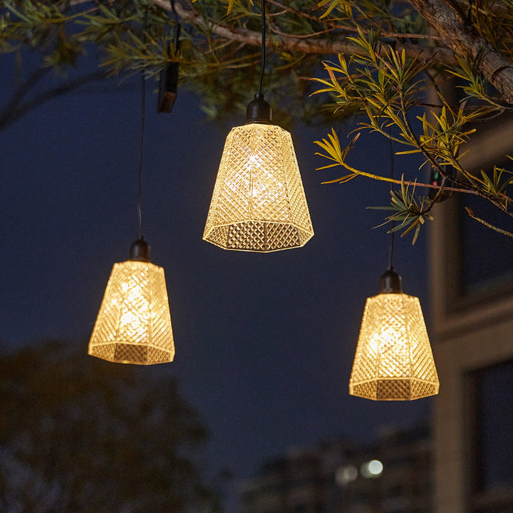 Kristall-Muster Solar Pendelleuchte USB wiederaufladbare LED