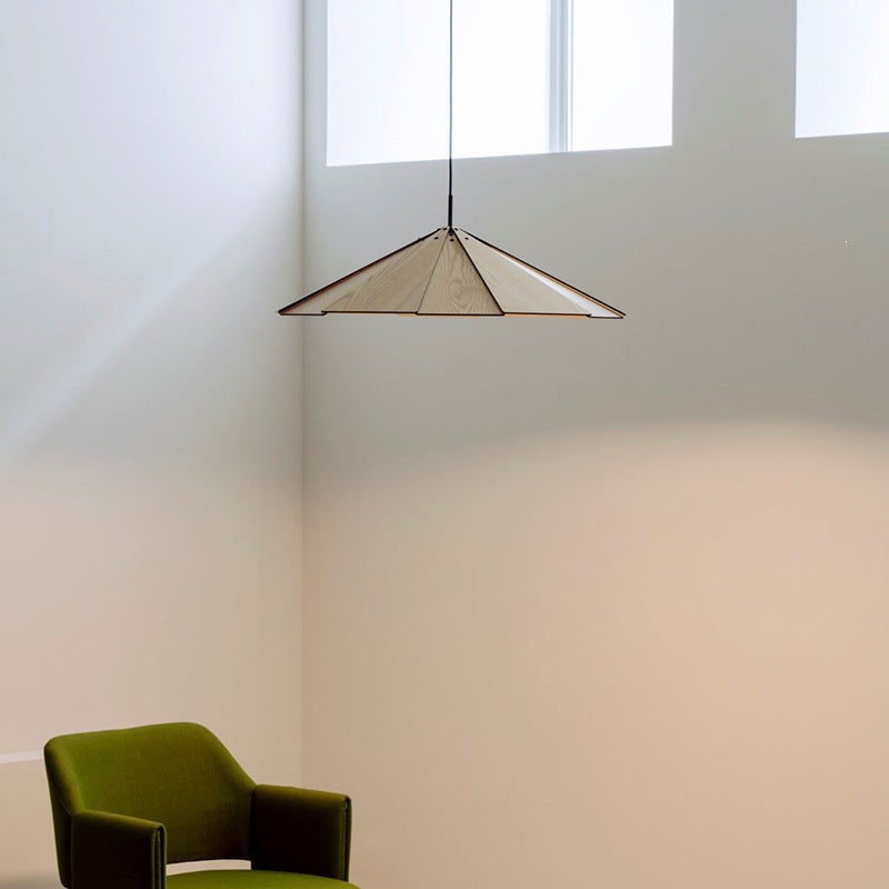 Moderne geometrische Holzpendelleuchte