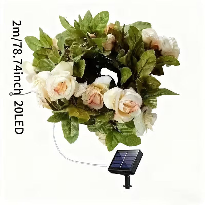 Romantische Rosenranken-LED-Girlande mit Mikrolichtern und wetterfestem flexiblen Stamm