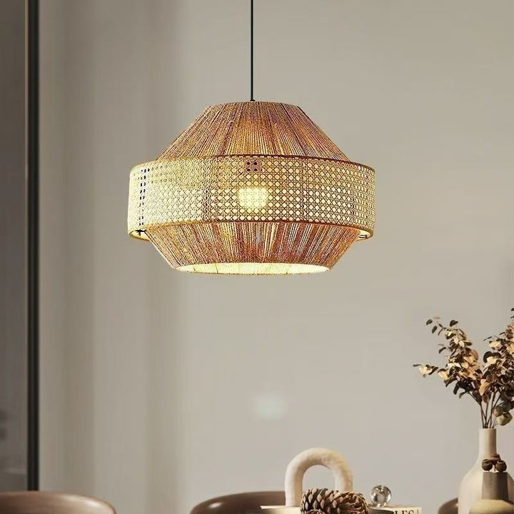 Geflochtene Rattan Trommel Pendelleuchte