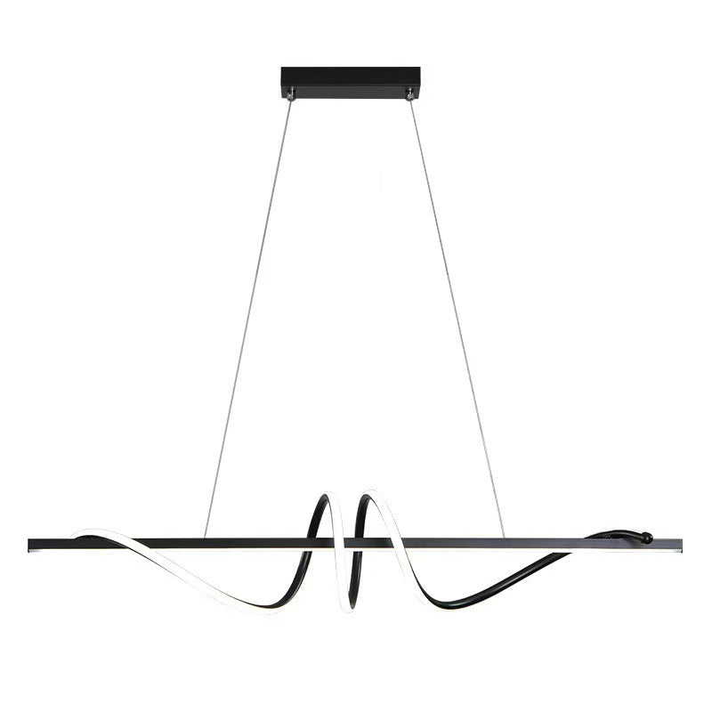 Skulpturale LED-Wellen-Linear-Pendelleuchte mit Schlaufenakzent