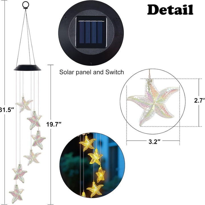 Dekorative Solar LED Seestern Windspiel Hängelampe Gartenlichter