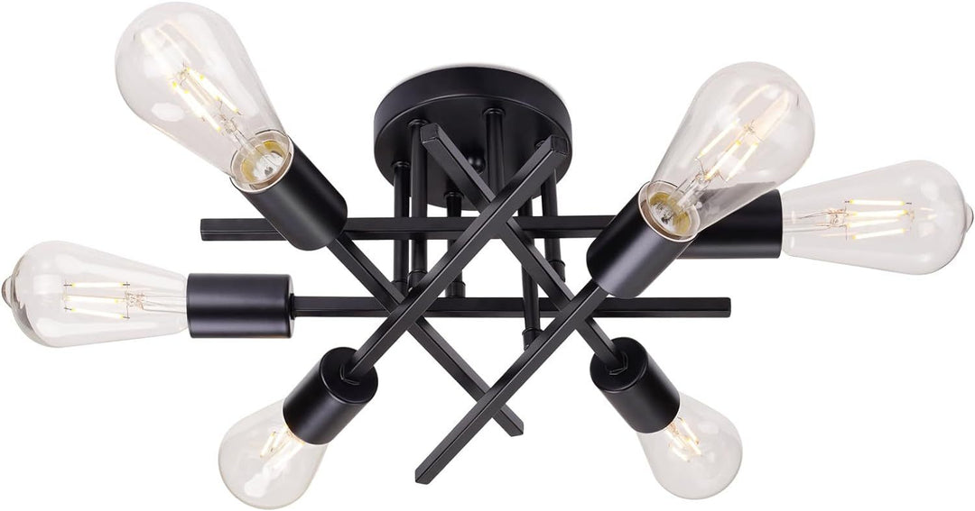 Modern Industrial Crossbar Vier-Licht Semi-Flush Deckenleuchte