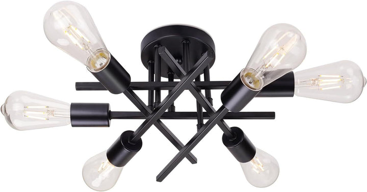 Modern Industrial Crossbar Vier-Licht Semi-Flush Deckenleuchte