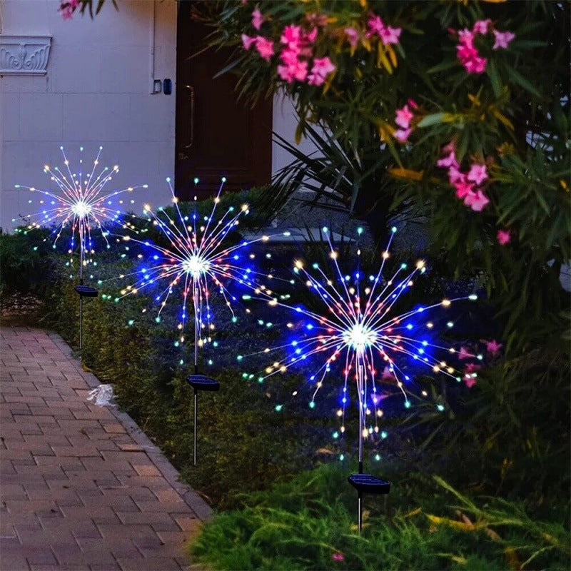 Solarbetriebene LED Feuerwerksgartenstehleuchten mit Funkelburst-Design