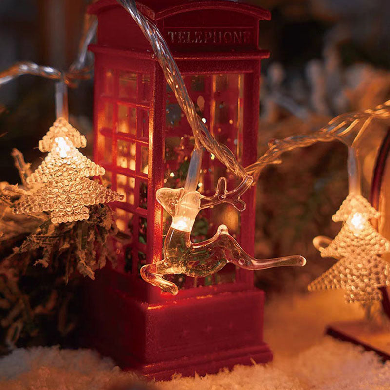 Weihnachtsbaum und Schneeflocken LED Lichterkette Batterie-betriebene Acryl Ornament Girlande