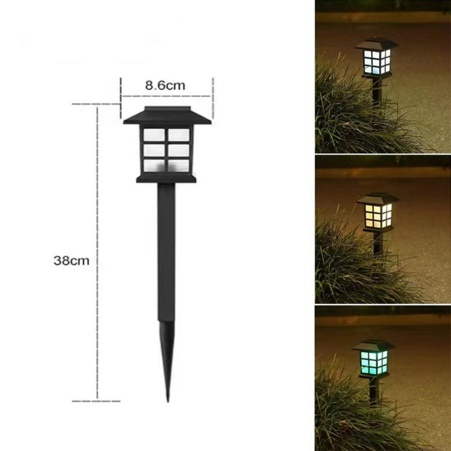 Outdoor Solar LED Gartenstecker Laterne mit Pagoda-Gitter und farbwechselndem Stimmungslicht
