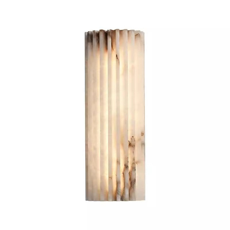 Vertikale Rillen-Wandleuchte mit Alabaster-Effekt und LED
